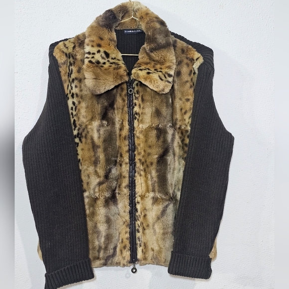Essentials by Milano Jackets & Blazers - Essentials by Milano Leopard Print Ramie Jacket size L Brown Long Sleeve